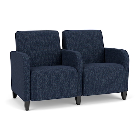 Siena Lounge Reception 2 Seat Tandem Seating, Black, RF Blueberry Upholstery